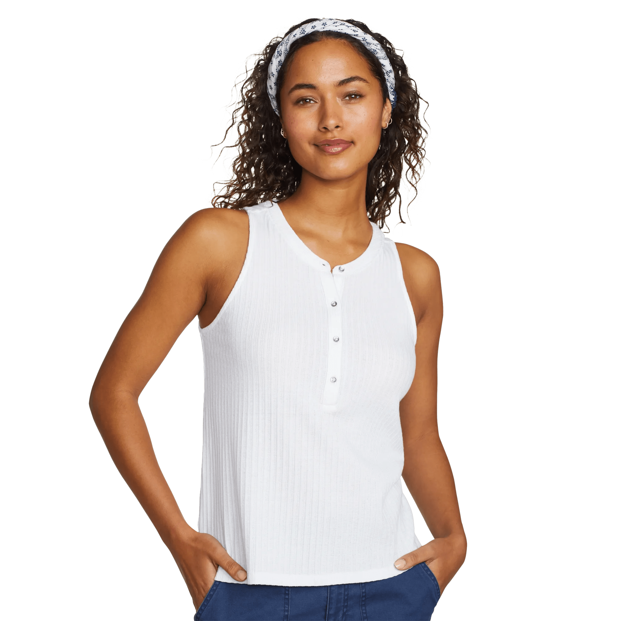 Women's Seaside Ribbed Henley Tank - Image 3