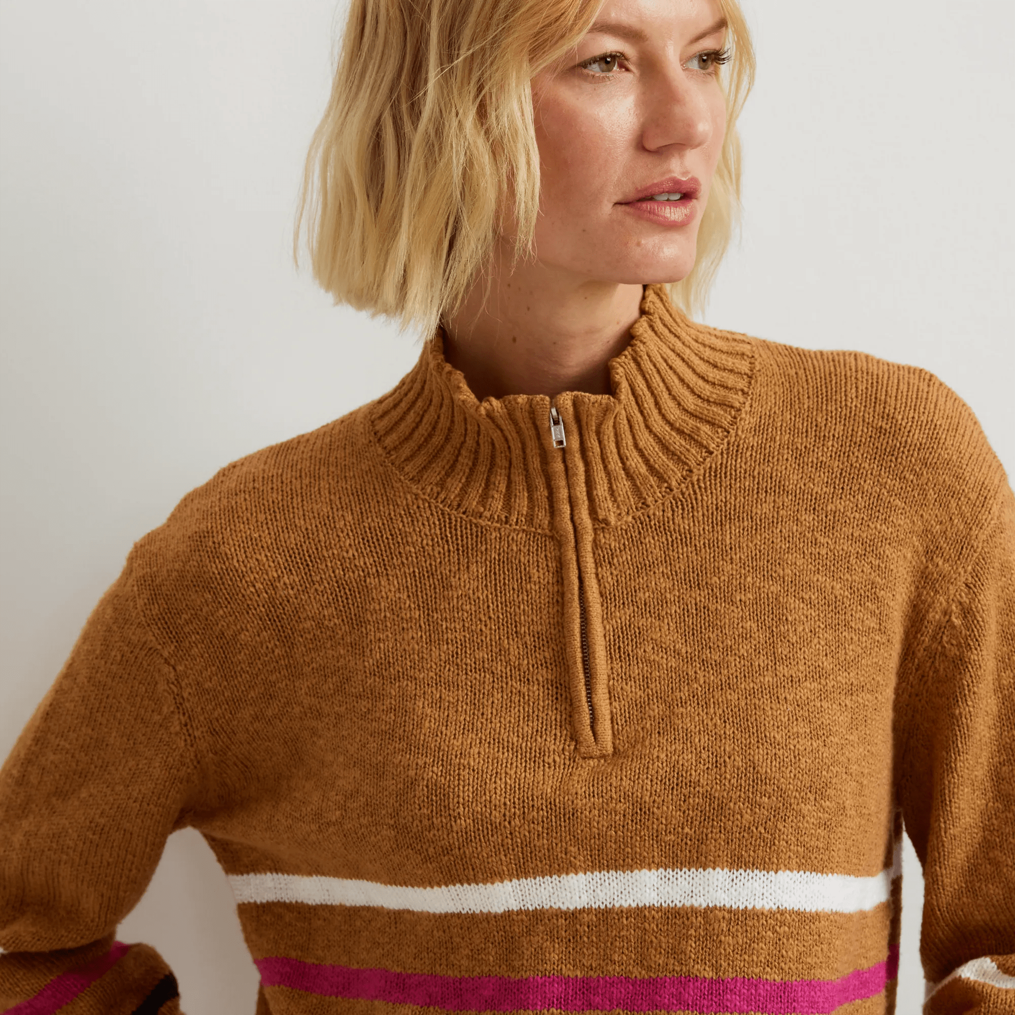 Women's Striped 1/4-Zip Sweater - Image 3