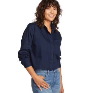 Women's Everyday Cotton Cropped Long-Sleeve Shirt