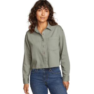 Women's Everyday Cotton Cropped Long-Sleeve Shirt