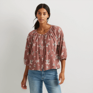 Women's Meadow Texture Quarter-Sleeve Top