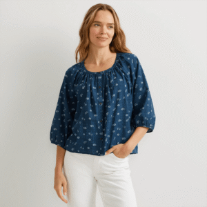 Women's Meadow Texture Quarter-Sleeve Top