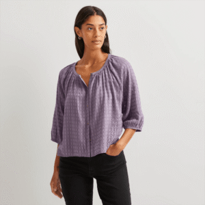 Women's Meadow Texture Quarter-Sleeve Top - Solid