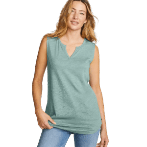 Women's Gate Check Sleeveless Split-Neck Tunic