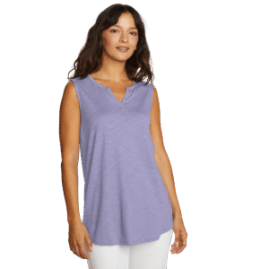 Women's Gate Check Sleeveless Split-Neck Tunic