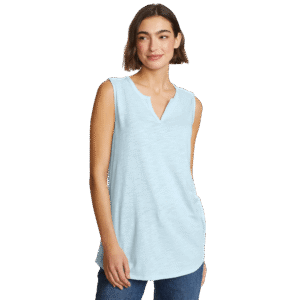 Women's Gate Check Sleeveless Split-Neck Tunic