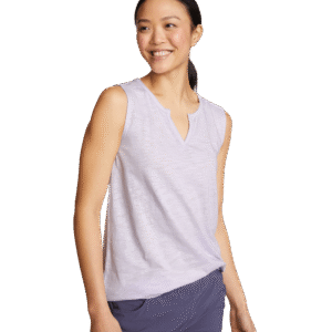 Women's Gate Check Sleeveless Split-Neck Tunic