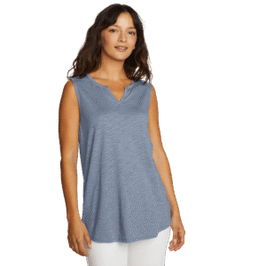 Women's Gate Check Sleeveless Split-Neck Tunic