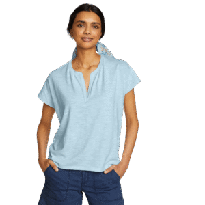 Women's Sunny Slub-Texture Notch Neck Top