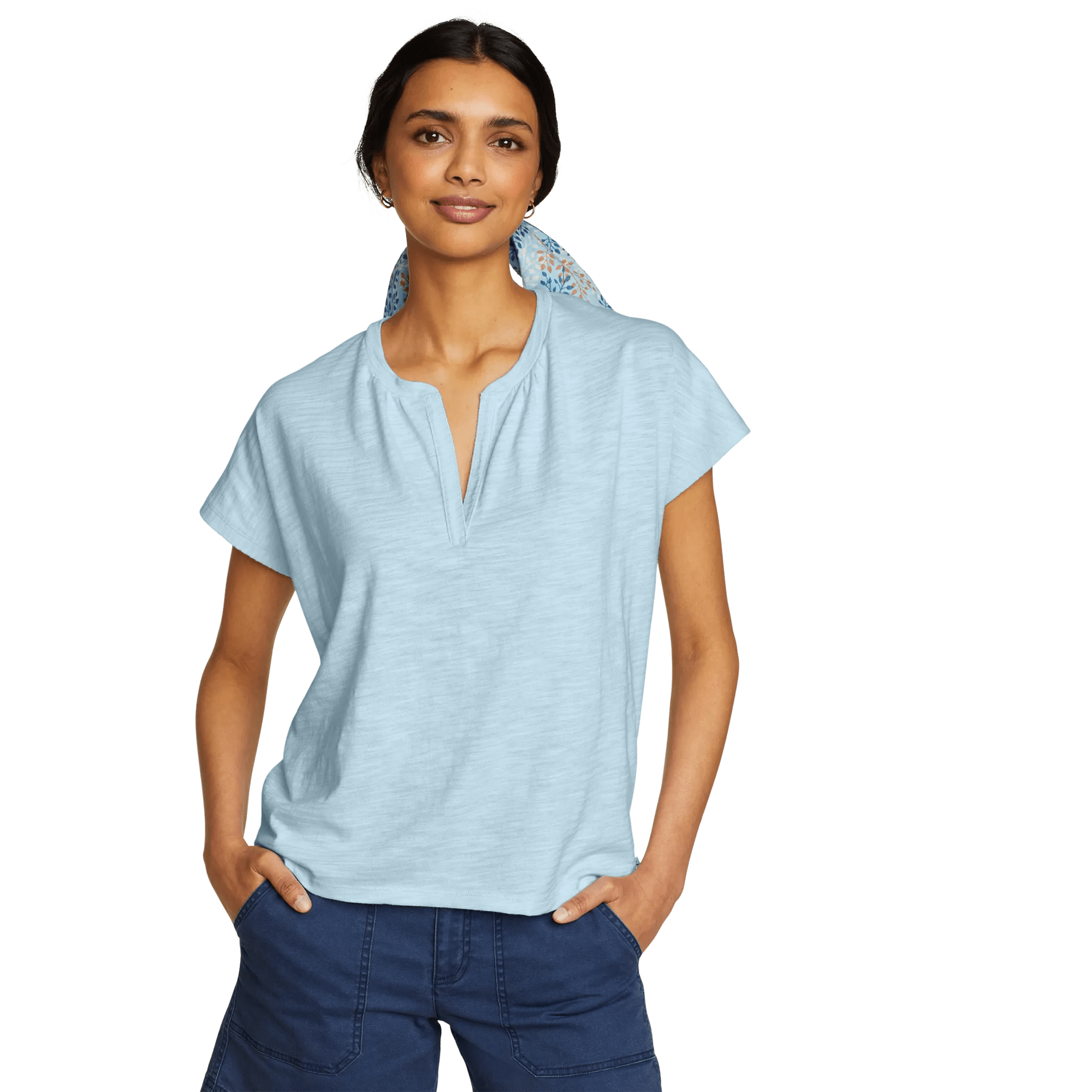 Women's Sunny Slub-Texture Notch Neck Top