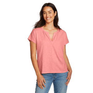 Women's Sunny Slub-Texture Notch Neck Top