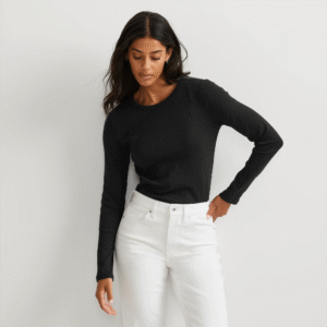 Women's Essential Ribbed Long-Sleeve Layering T-Shirt