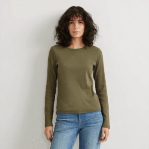 Women's Essential Ribbed Long-Sleeve Layering T-Shirt