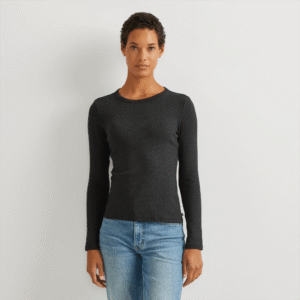 Women's Essential Ribbed Long-Sleeve Layering T-Shirt