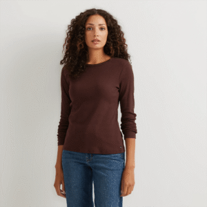 Women's Essential Ribbed Long-Sleeve Layering T-Shirt
