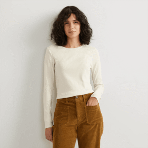 Women's Essential Ribbed Long-Sleeve Layering T-Shirt