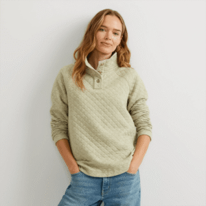 Women's Quilted Button-Up Mockneck