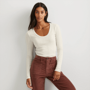 Women's Perfect Pointelle Long-Sleeve Shirt