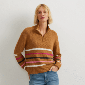 Women's Striped 1/4-Zip Sweater