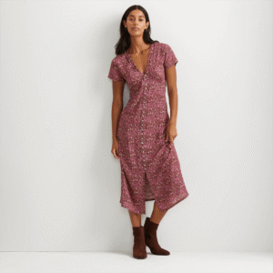 Women's Button Front Midi Dress
