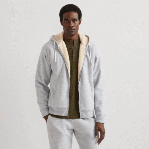 Men's Vintage Soft Faux Shearling-Lined Full-Zip Hoodie